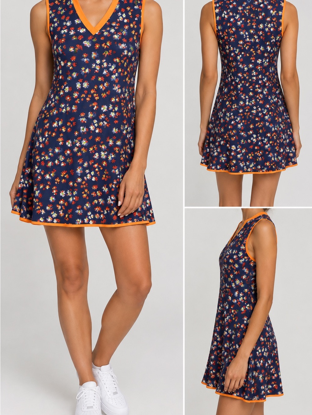 Callaway Opti-Dri Floral Golf Dress XL NWT $104 Navy Orange